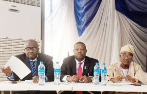 L-R: Vice President, Outdoor Advertising Association of Nigeria (OAAN), Emmanuel Ajufo, former President, OAAN, Mr. Charles Chijide and High Chief Jas Oyekan, at the association’s Extraordinary General Meeting held recently in Abeokuta, Ogun State.