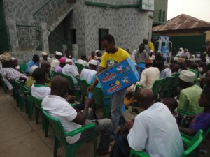 Blue Boat Champ1on Milk Power being distributed to worshipers at Ansaruldeen Moslem Society Mosque in Kano- 789marketing