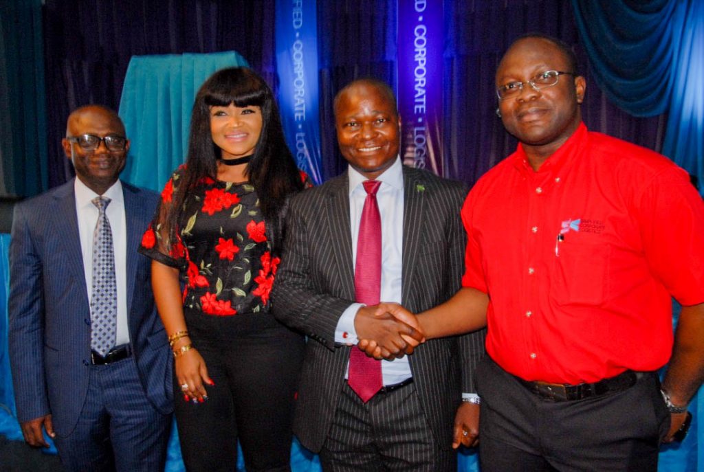 L-R; South West Coordinator NEPC, Mr Babatunde Faleke, Nollywood Actress Mercy Aigbe, Regional Head, Bank Of Industry, Mr Obaro Osah and President/MD Simplified Corporate Logistics, Mr Nduka Udeh at the official of Simplified Corporate Logistics which held on September 8th 2016 at Muson Centre - 789marketing